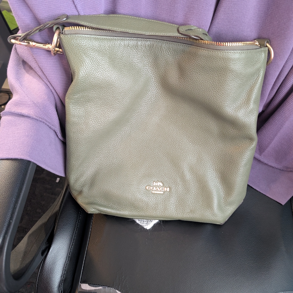 Coach Sage Green Leather Shoulder Bag